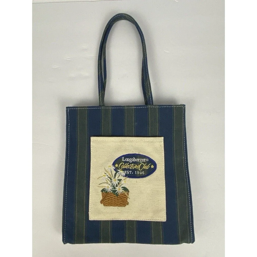 VINTAGE Longaberger Collectors Club 1996 Tote Bag Embroidered Pocket Homestead
